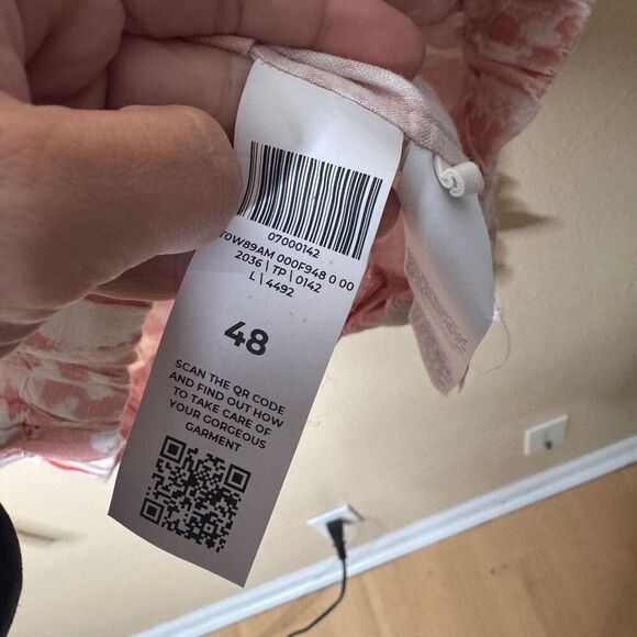 120 % Lino Jacket Women's Large Pink White Misc Full Zip Linen - Picture 4 of 8